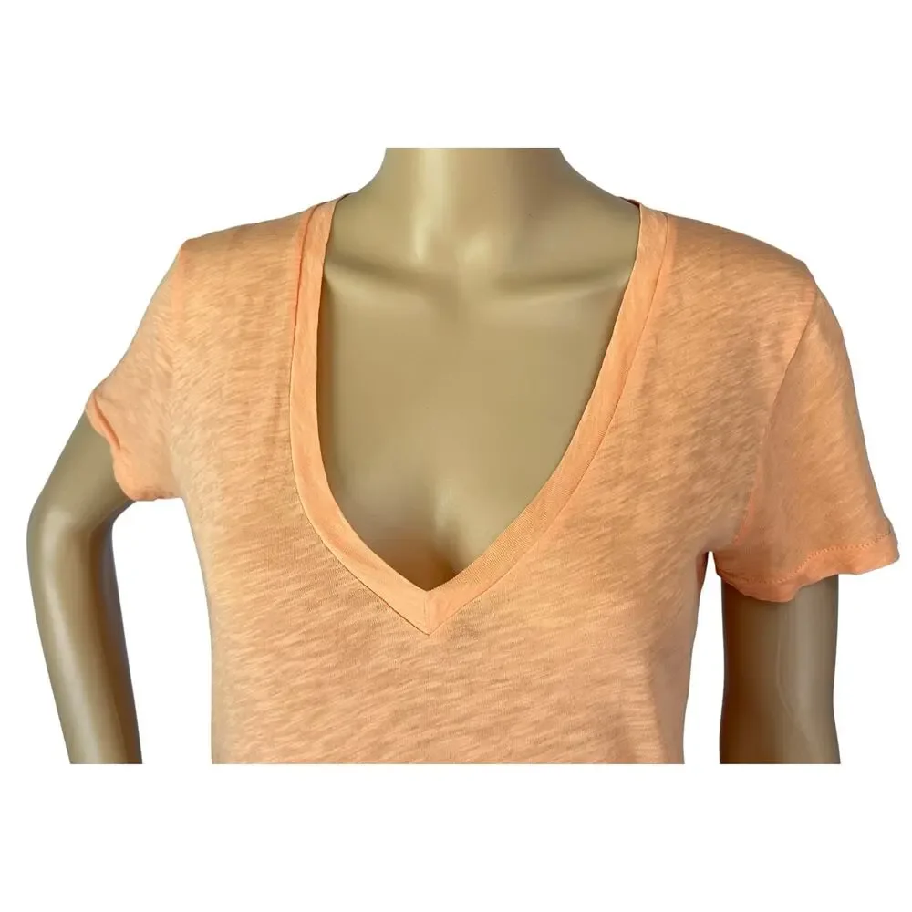 J. Crew Vintage Cotton V-neck Tee Pale Guava Orange 24500 Size S